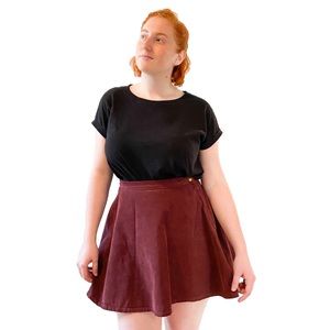 Maroon Corduroy Skater Skirt